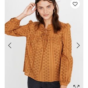 Madewell Eyelet Double-Tie Peasant Top | Seize XXS